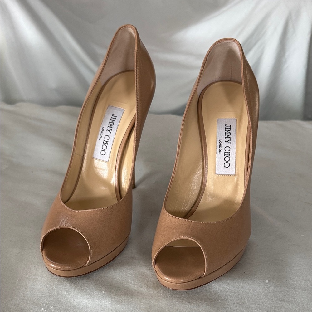 Jimmy Choo Nude Peep Toe Heels